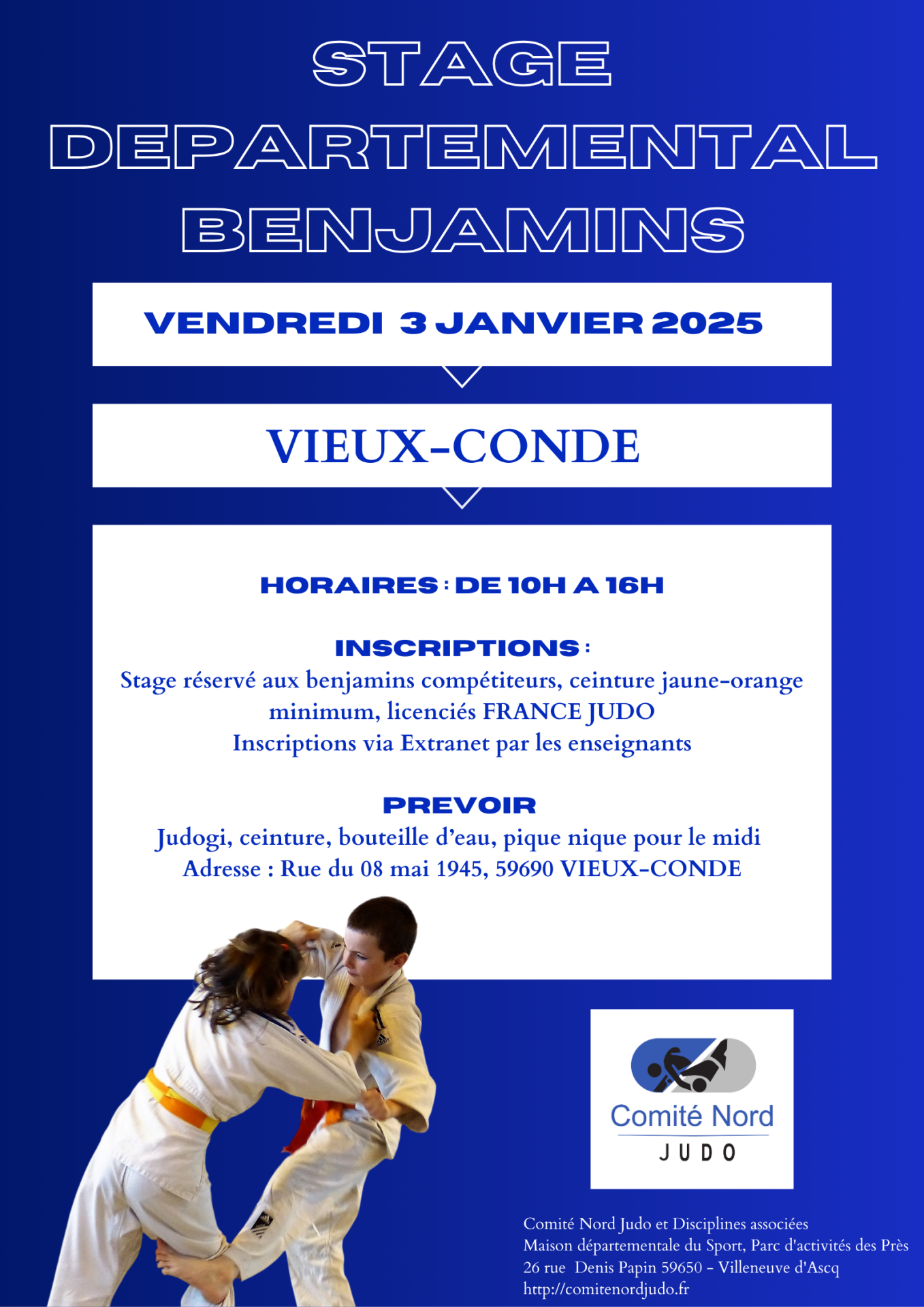 Affiche stage benjamins vieux conde